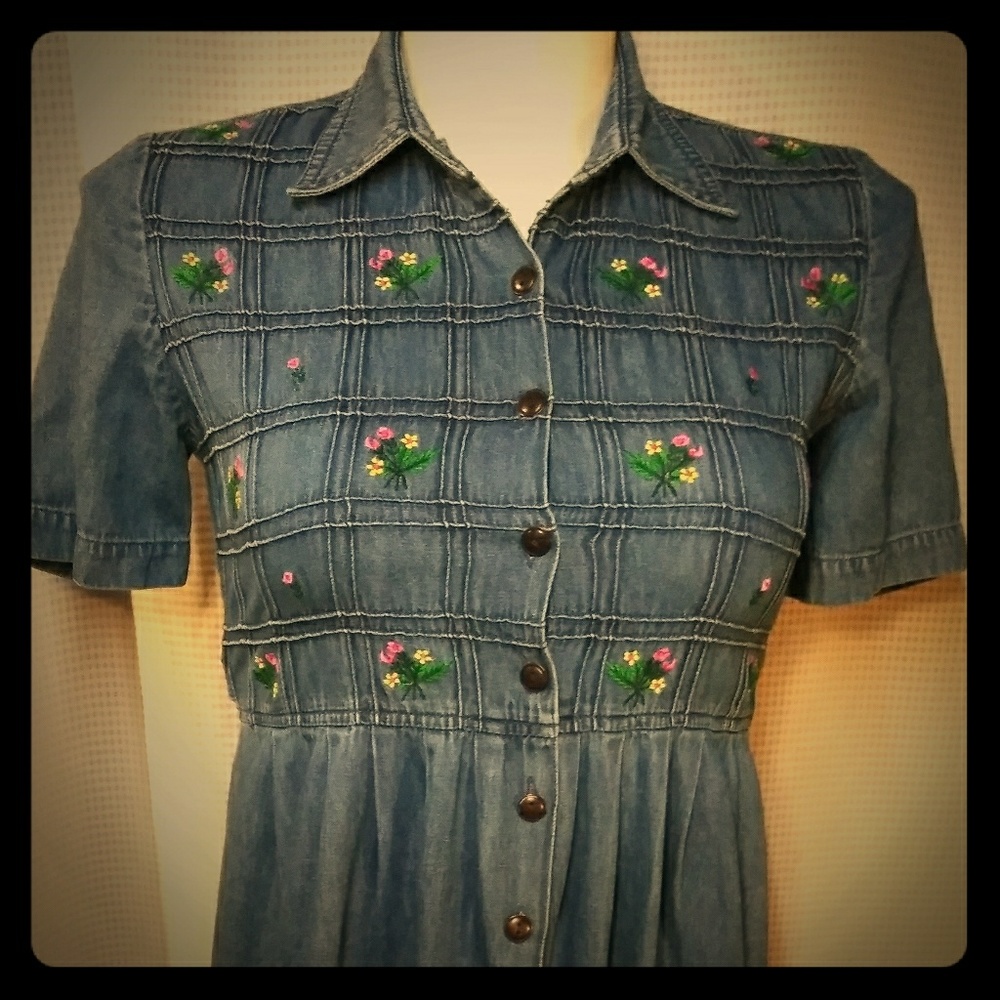 Vintage Karin Stevens Petites Denim Dress Size 6